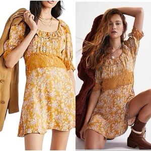 Free People Lucie Mini Dress in Antique Gold